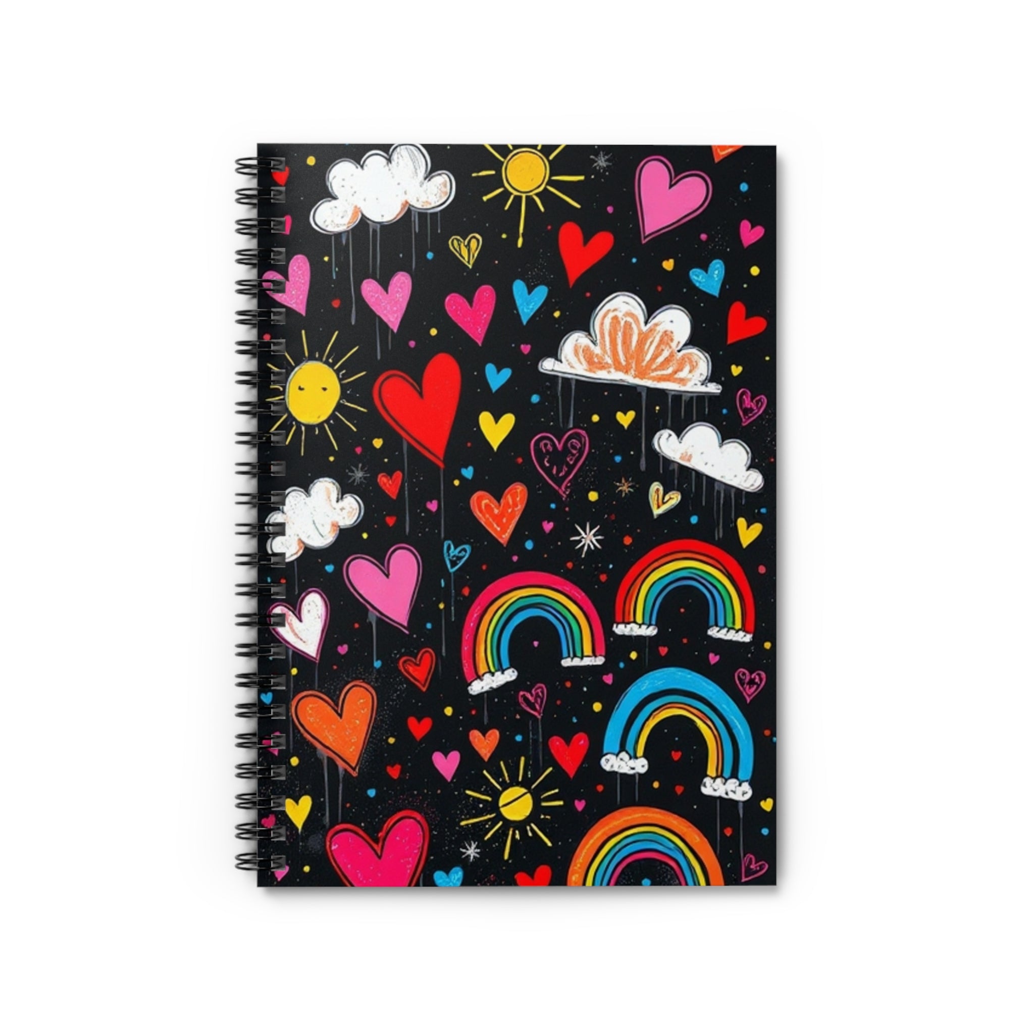 Colorful Rainbows & Hearts Spiral Notebook - Ideal for Creative Souls