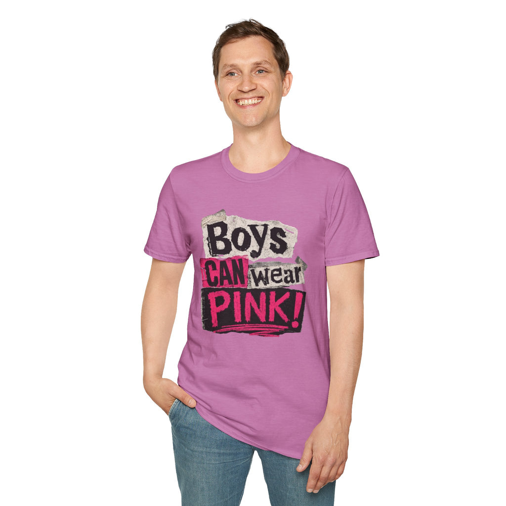 Boys Can Wear Pink T-Shirt — Bold Retro Feminist Graphic Tee