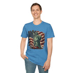 Statue of Liberty Stepping on MAGA American Flag T-Shirt — Patriotic USA Independence Day Tee