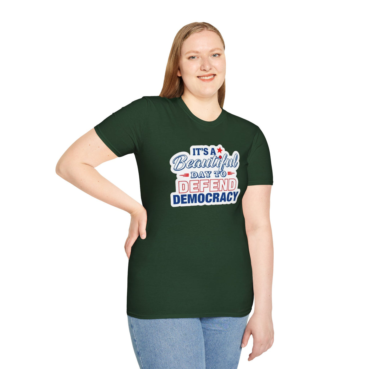 Defend Democracy Unisex Softstyle T-Shirt - Perfect for Activism and Everyday Wear