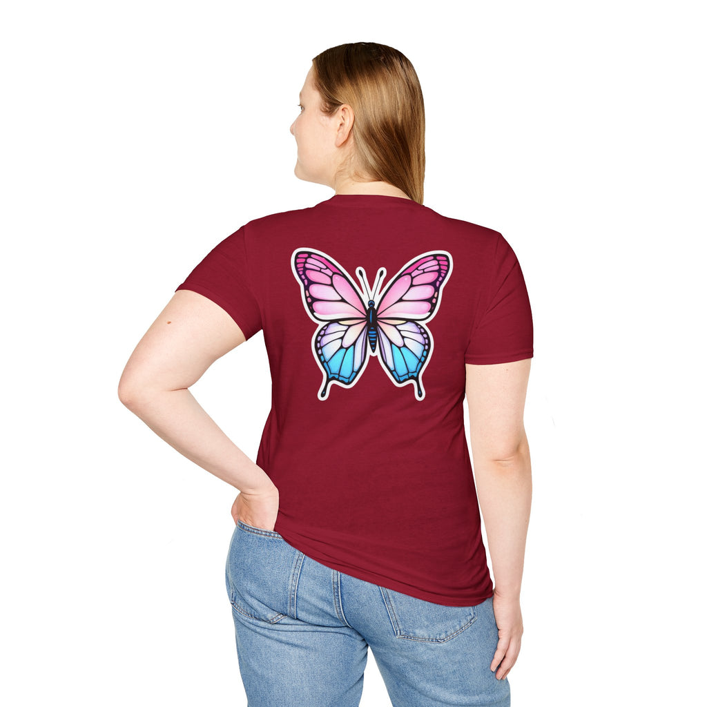 Trans Caterpillar to Butterfly Transformation T-Shirt, Unisex Graphic T-Shirt