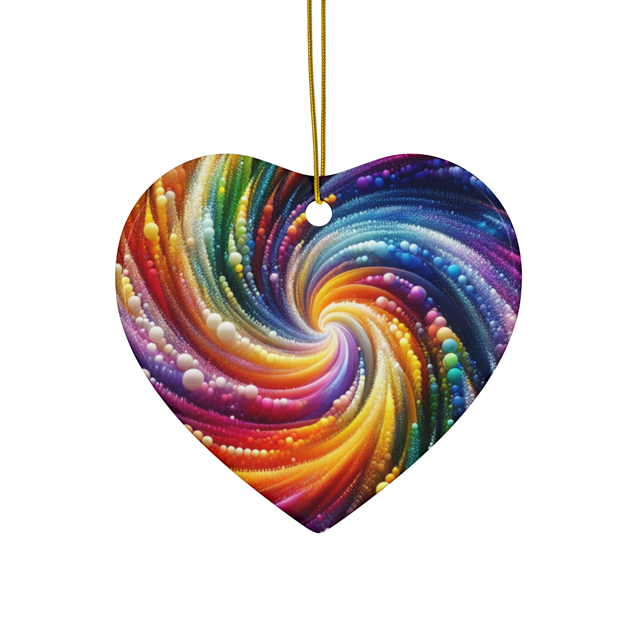 Vibrant Color Swirl Holiday Ceramic Ornaments - 4 Shapes for Festive Decor