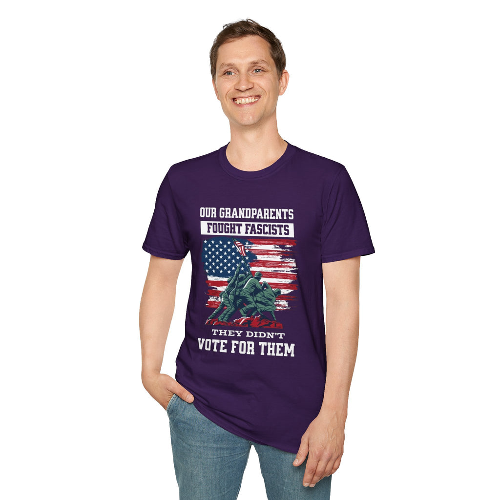 Unisex Softstyle T-Shirt: 'Our Grandparents Fought Fascists' Patriotic Tee