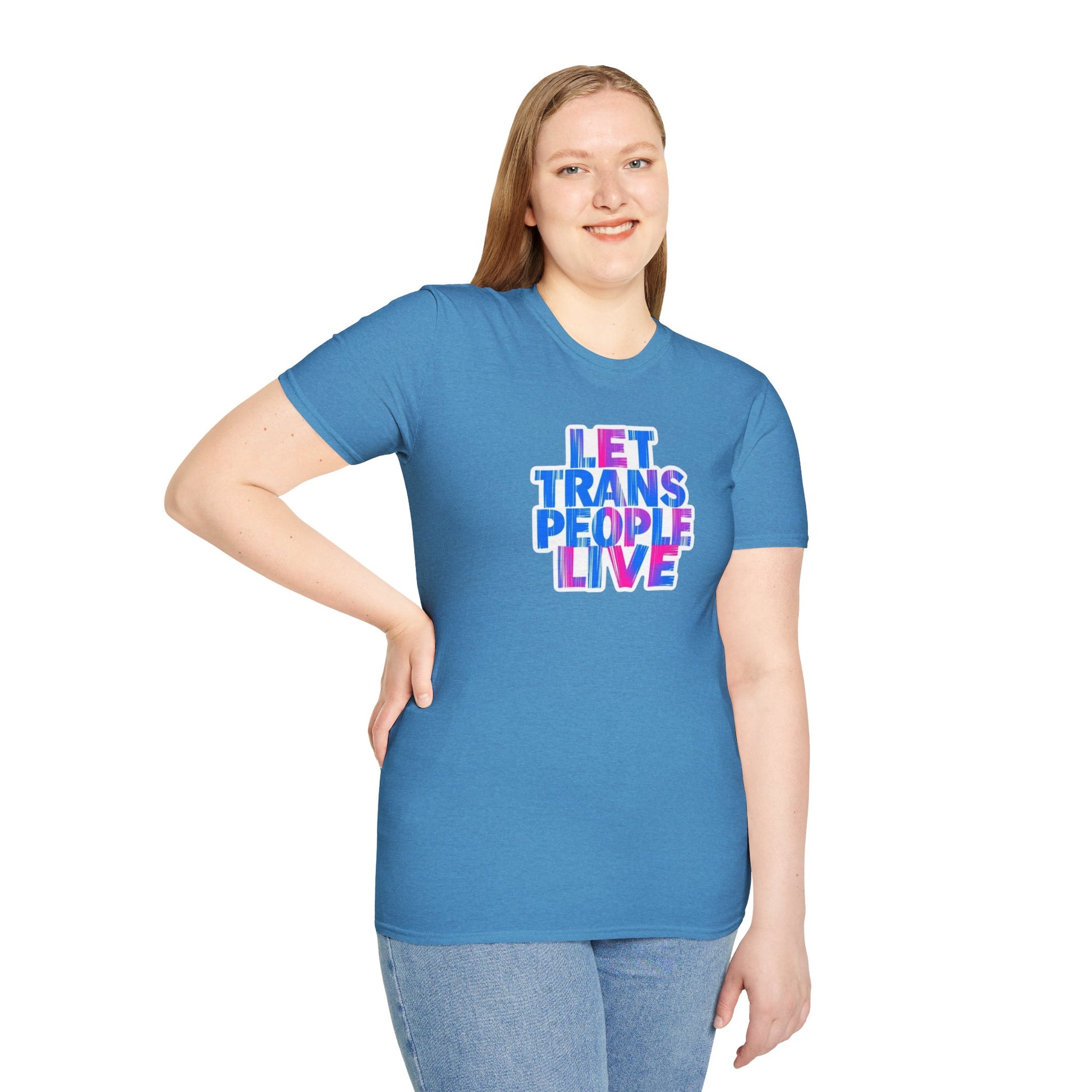 Let Trans People Live Unisex Softstyle T-Shirt - Supportive Statement Tee for LGBTQ+ Pride