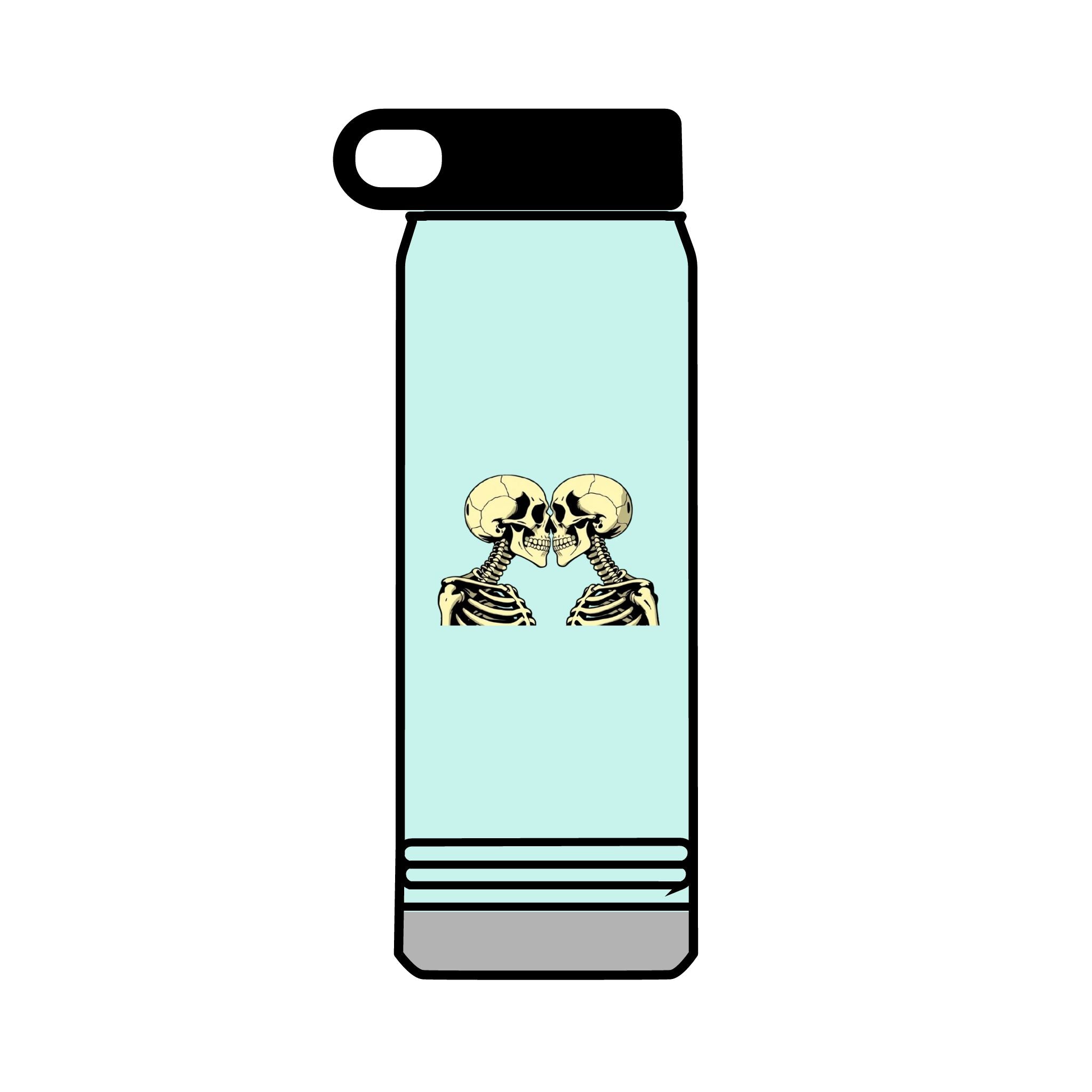 32oz Water Bottle Kissing Skeletons