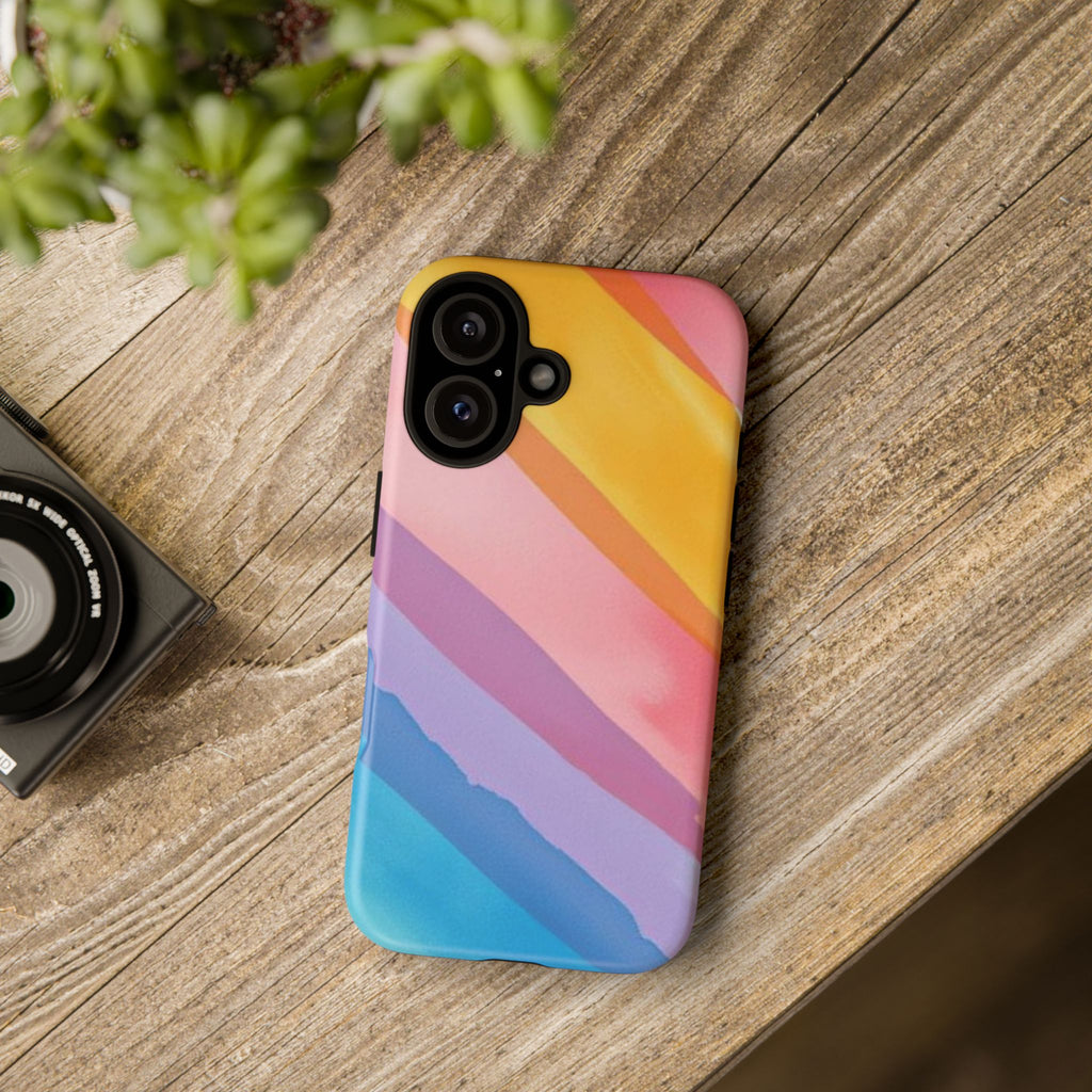 Colorful Diagonal Watercolor Tough Phone Case for iPhone