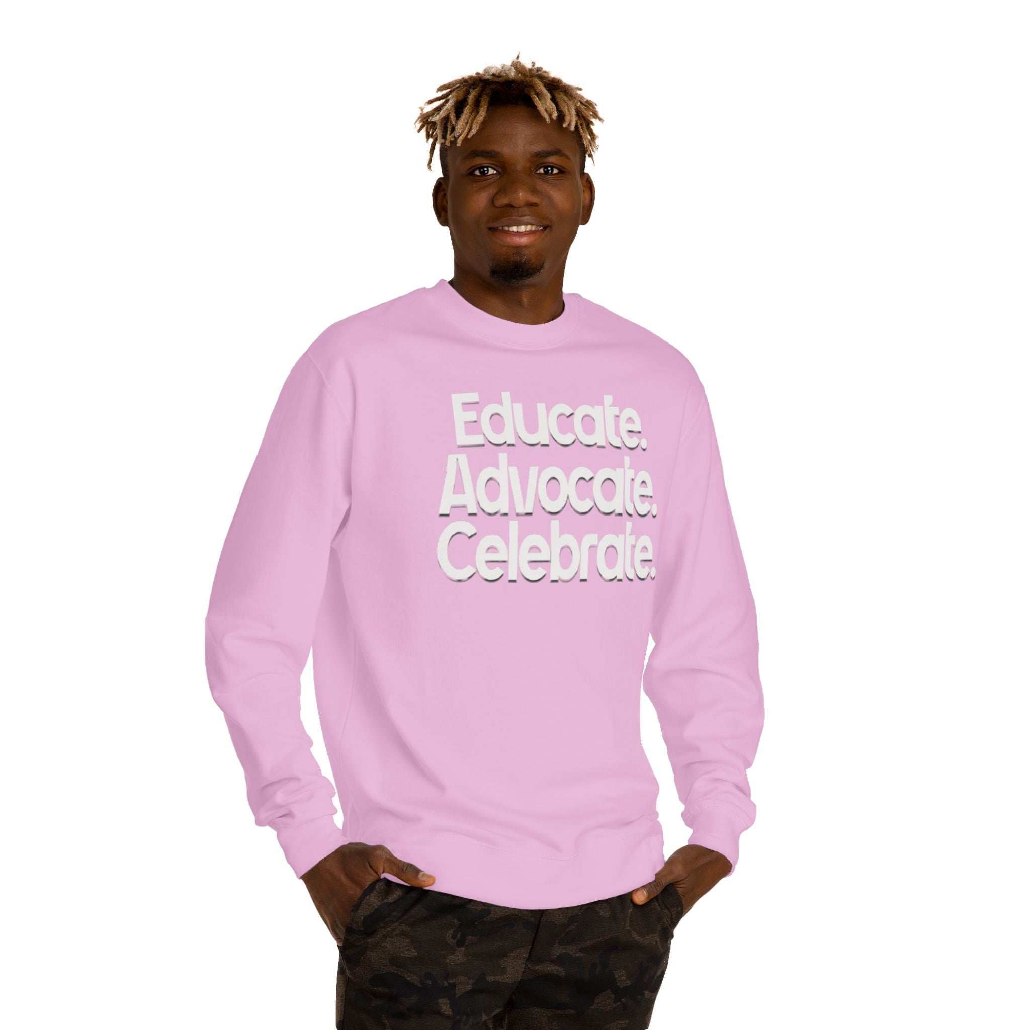 Educate, Advocate, Celebrate Unisex Crew Neck Sweatshirt - Empowerment Apparel