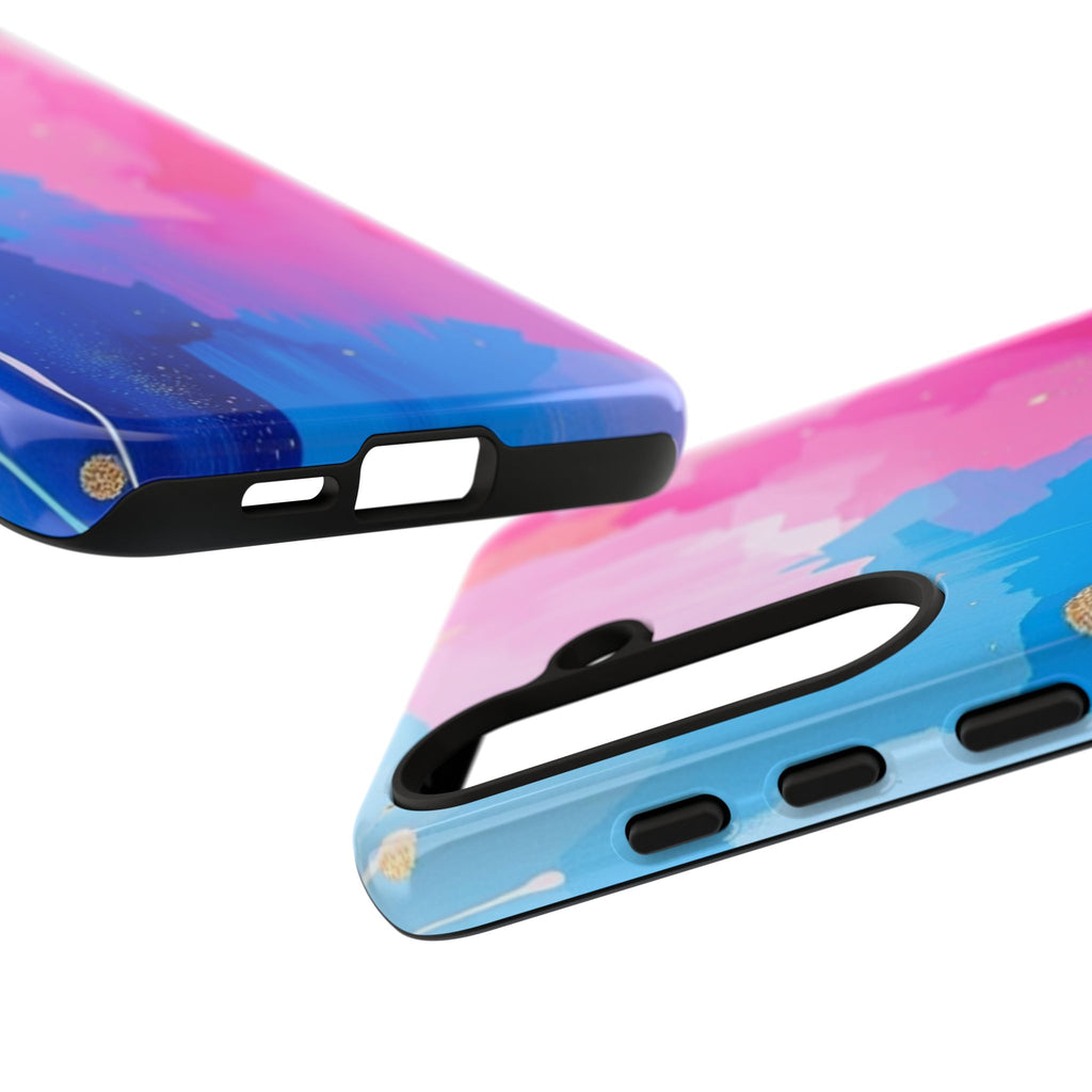 Android OR iPhone Compatible Cases - Pink and Blue Color Splash Design