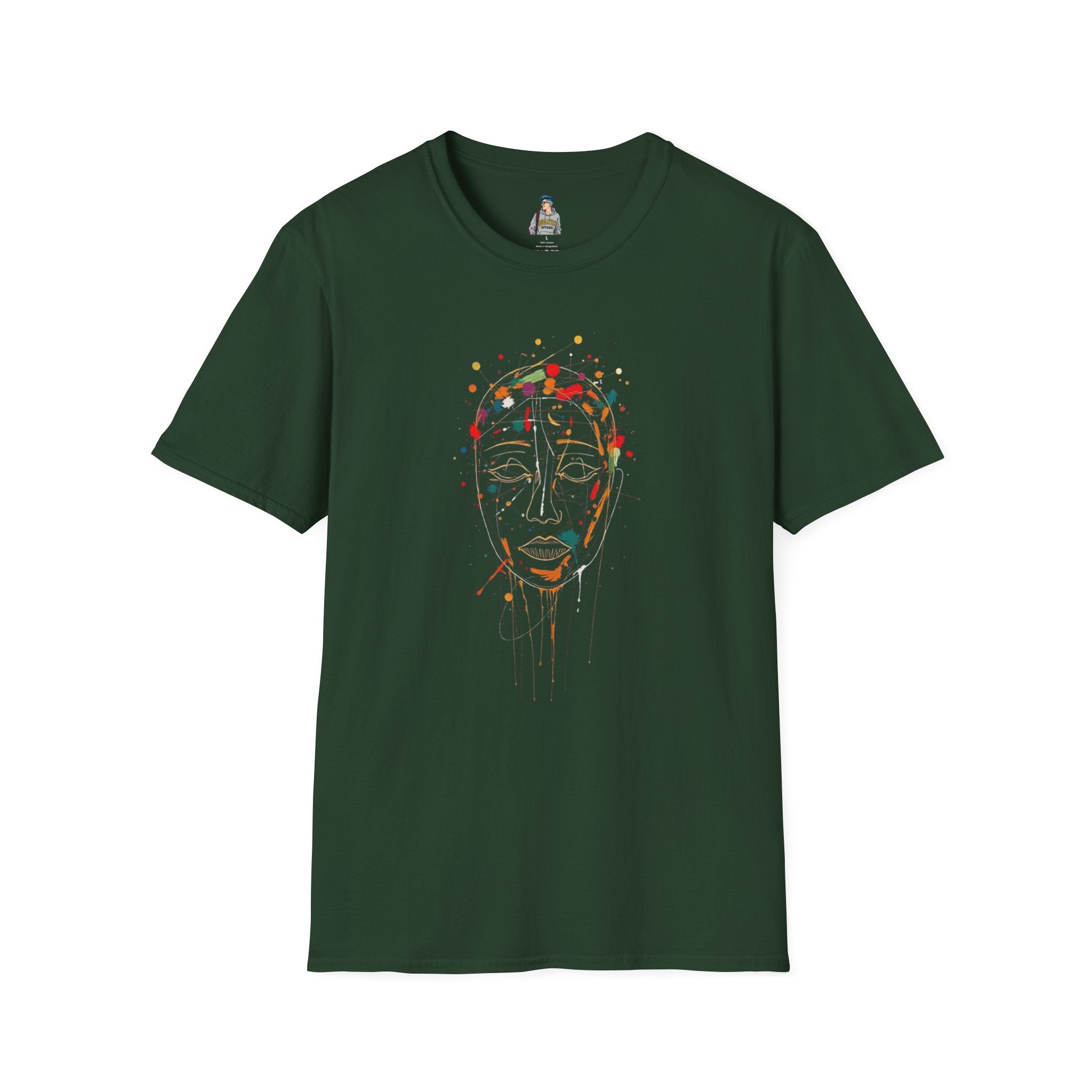 Abstract Rainbow Splatter Face Tee