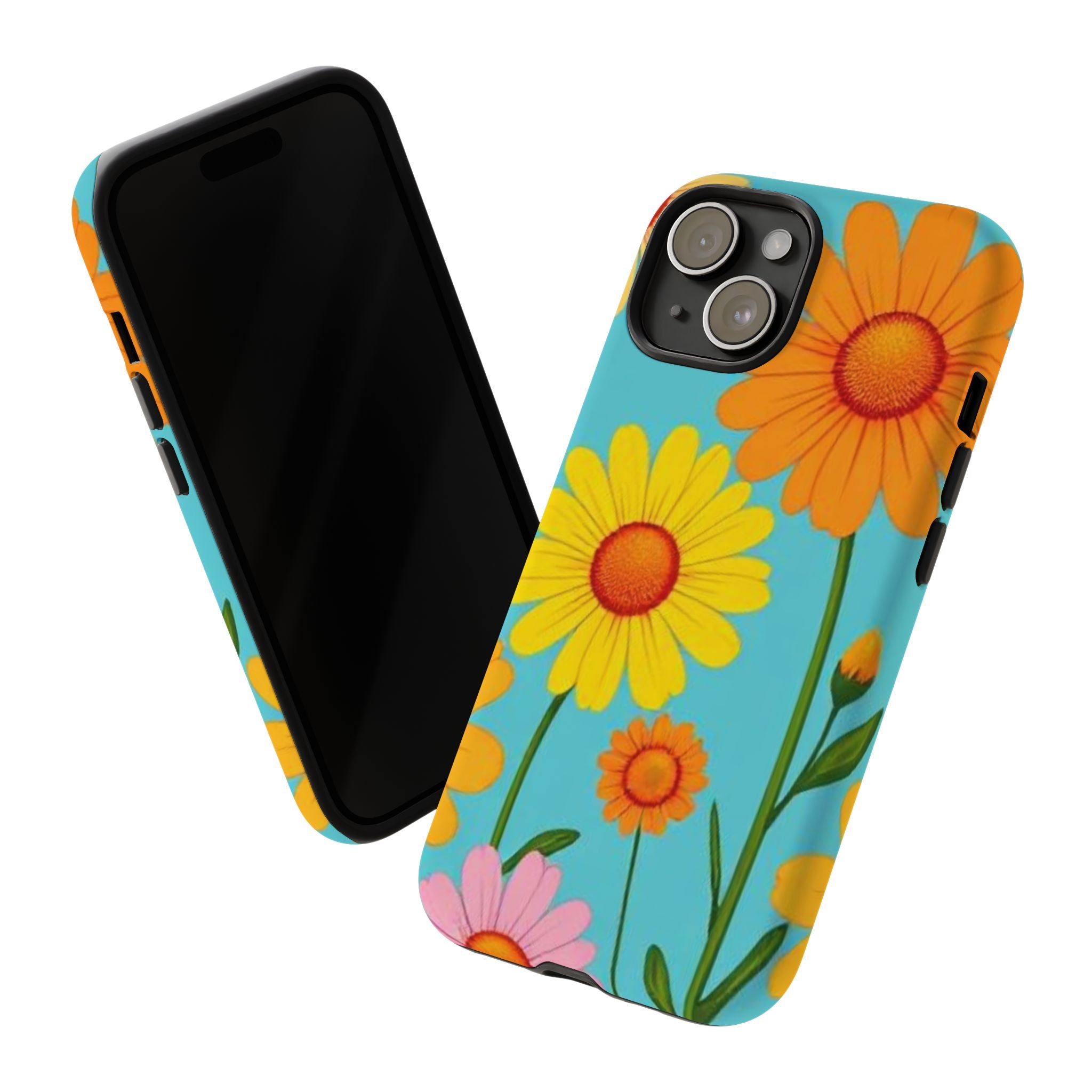 Floral Tough Phone Case for iPhone — Bright Daisy Garden Protective Cover