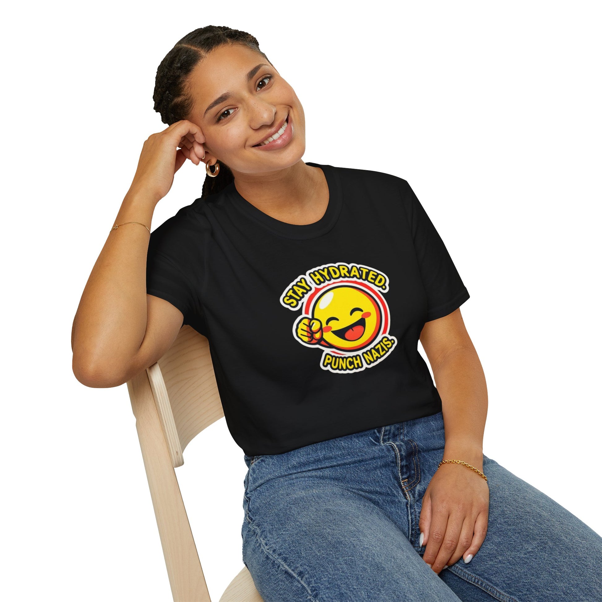 Stay Hydrated, Punch Nazis Funny Emoji T-Shirt