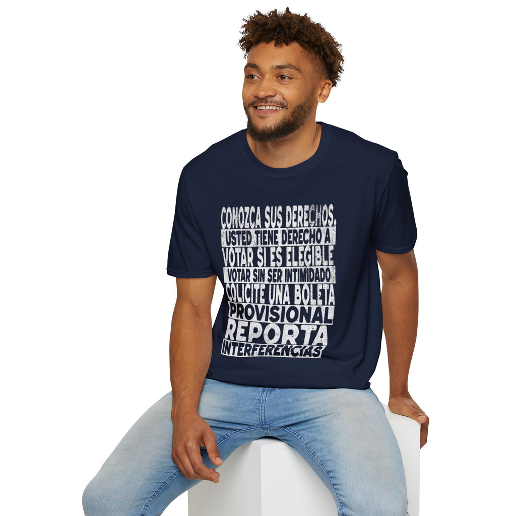 Voting Rights T-Shirt — Spanish "CONOZCA SUS DERECHOS"