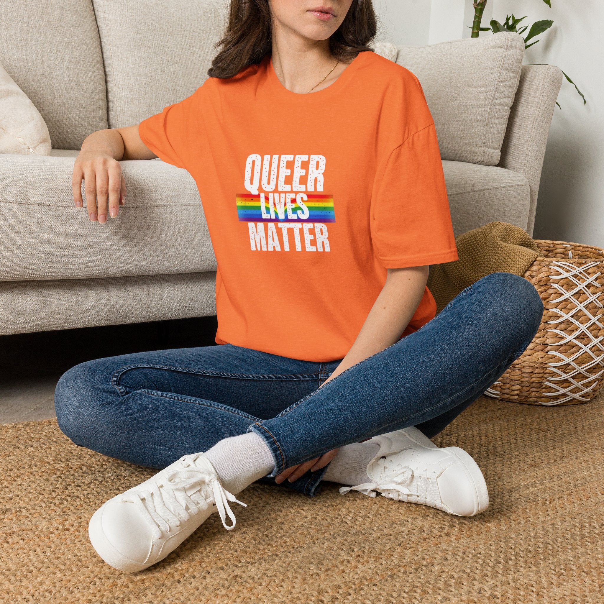 Queer Lives Matter Unisex Softstyle T-Shirt - Support LGBTQ+ Rights