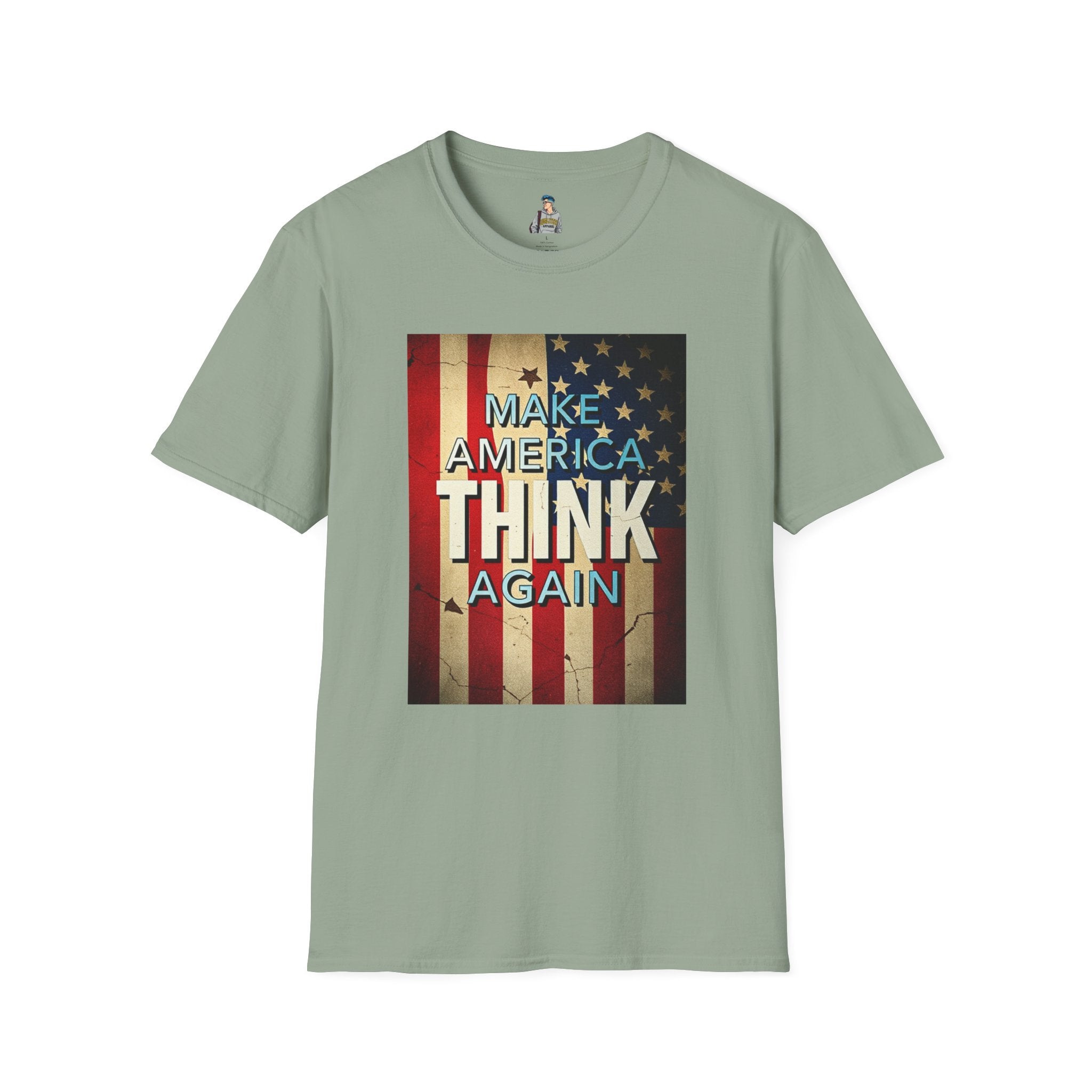 American Patriot Pride Unisex Softstyle T-Shirt, Make America Think Again Political Tee