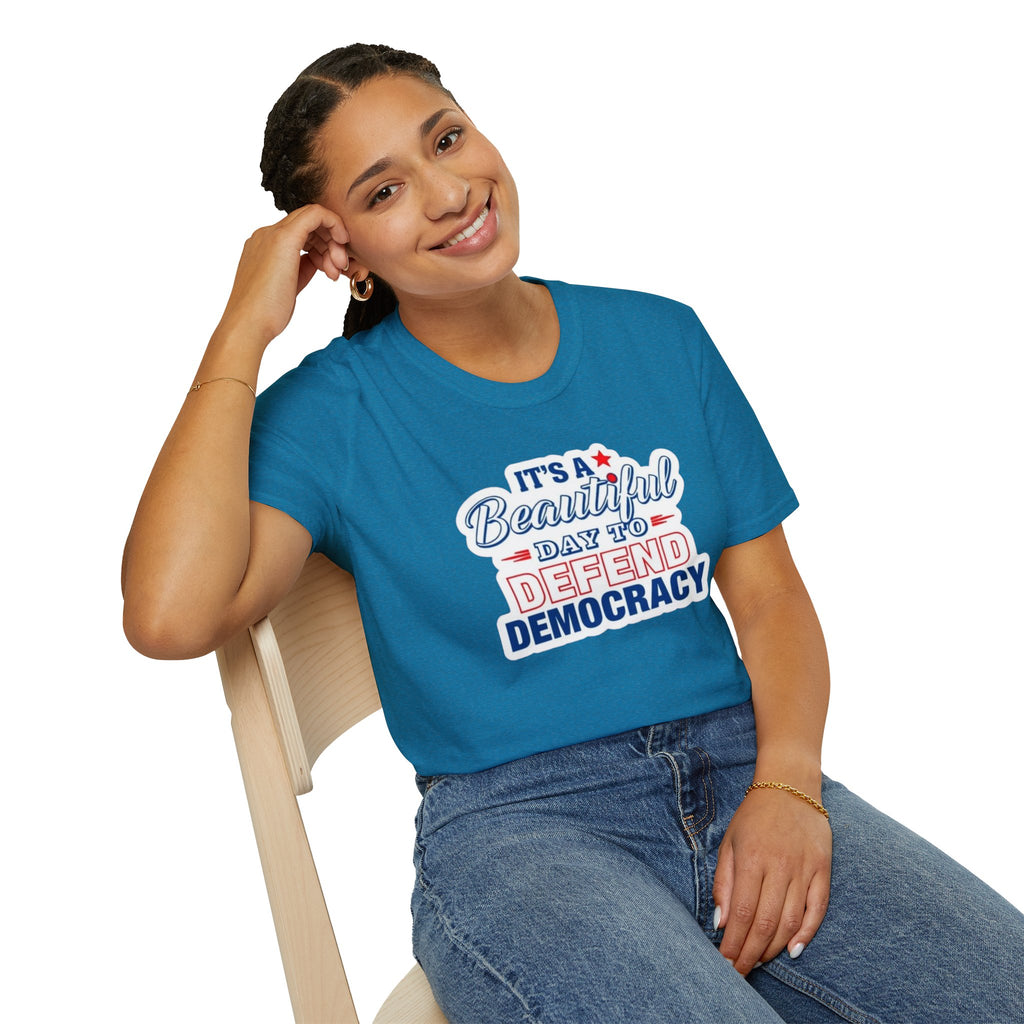 Defend Democracy Unisex Softstyle T-Shirt - Perfect for Activism and Everyday Wear