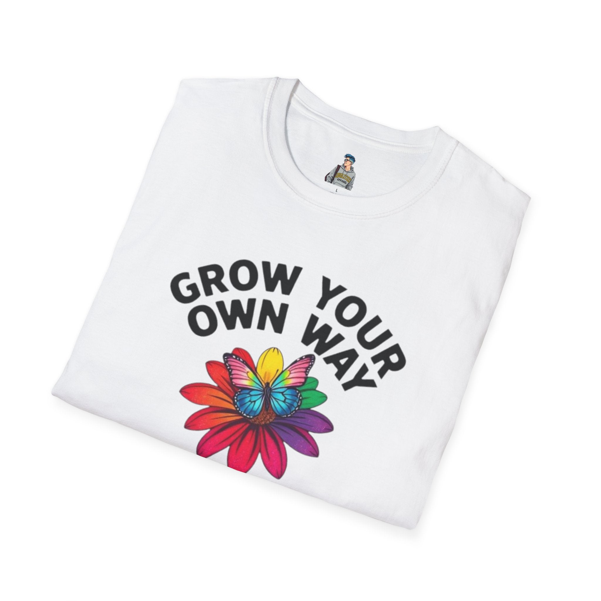 Unisex Softstyle T-Shirt - 'Grow Your Own Way' Floral Design for Queer Pride