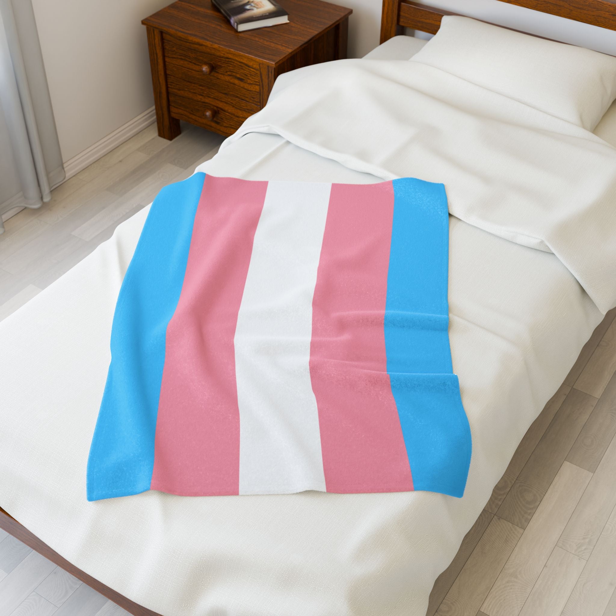 Trans Pride Flag Velveteen Plush Blanket