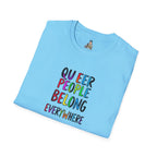 Queer Pride Unisex Softstyle T-Shirt - "Queer People Belong Everywhere"