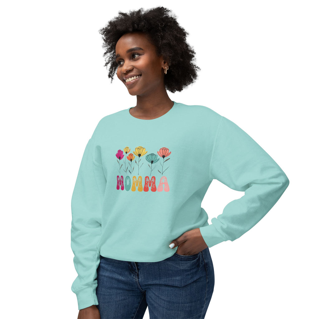 Unisex Lightweight Crewneck Sweatshirt - MAMA with Flowers