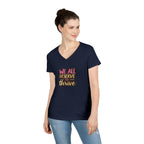 Empowering Ladies' V-Neck T-Shirt | "We All Deserve to Thrive"