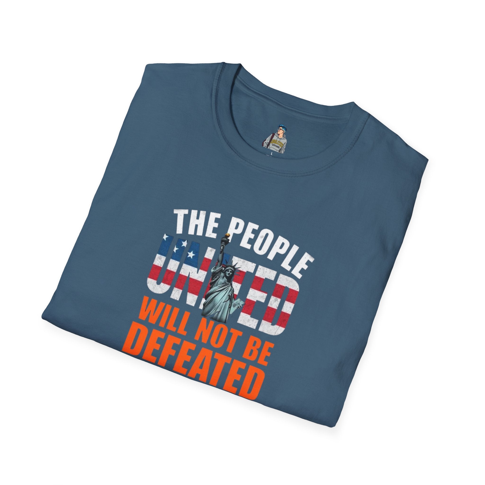 Patriotic Unisex Softstyle T-Shirt - "The People United Will Not Be Defeated"