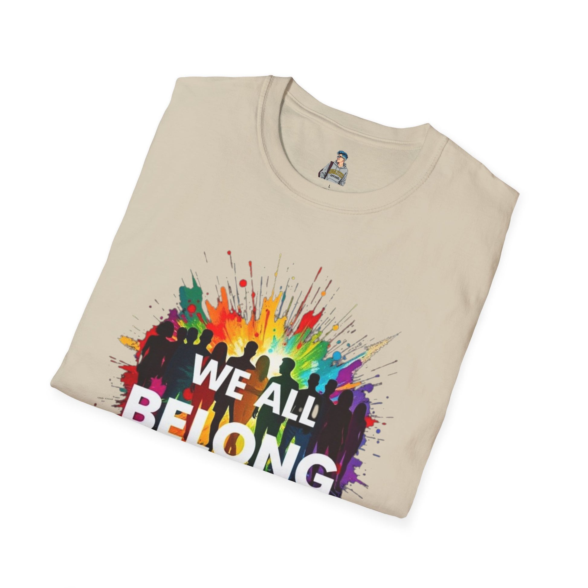 We All Belong Unisex Softstyle T-Shirt - Colorful Pride Tee