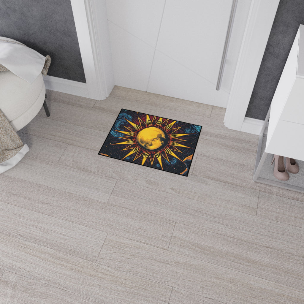 Cosmic Moon Heavy Duty Floor Mat - Vibrant Space Design for Home Decor