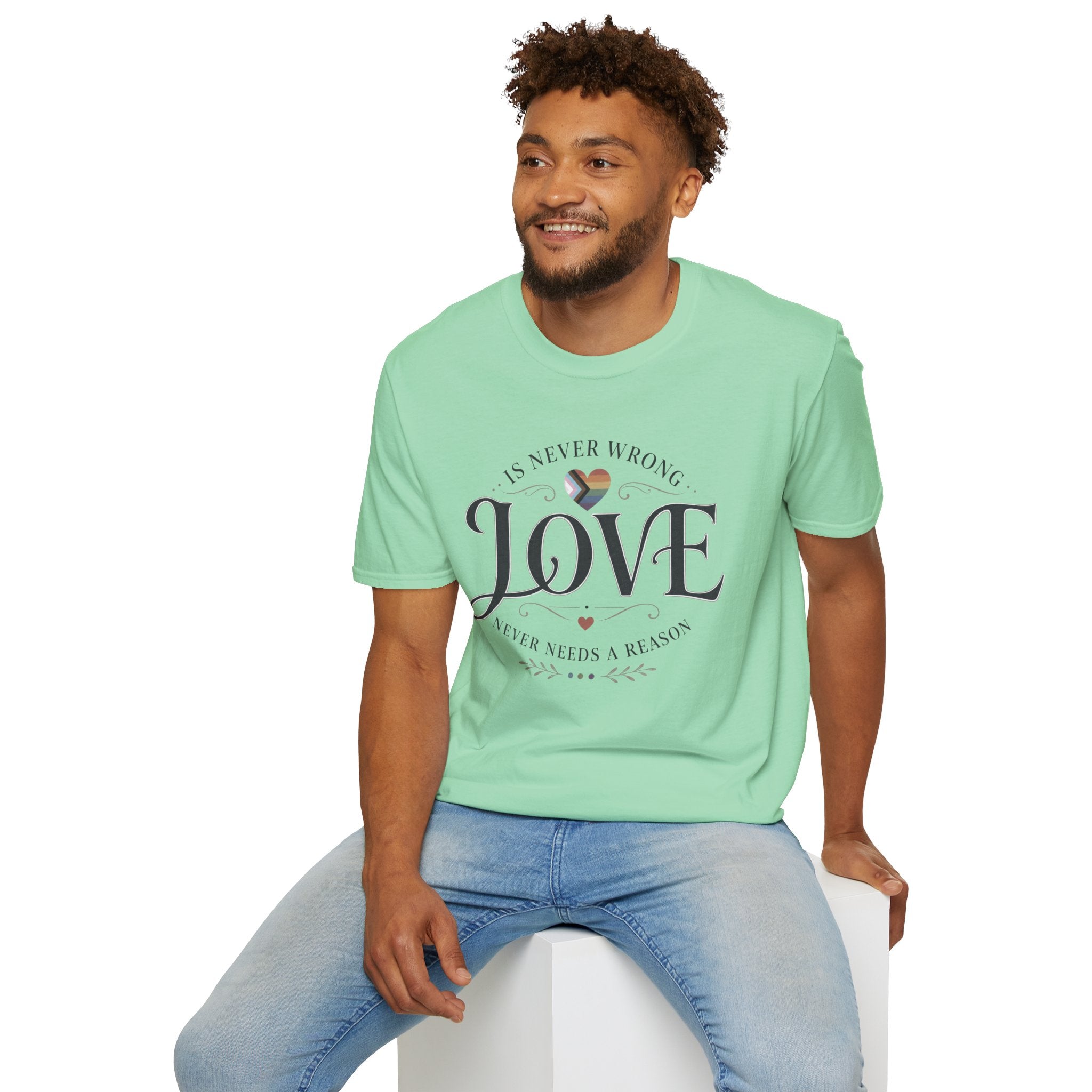 Love Is Never Wrong T-Shirt — LGBTQ+ Pride Heart Tee
