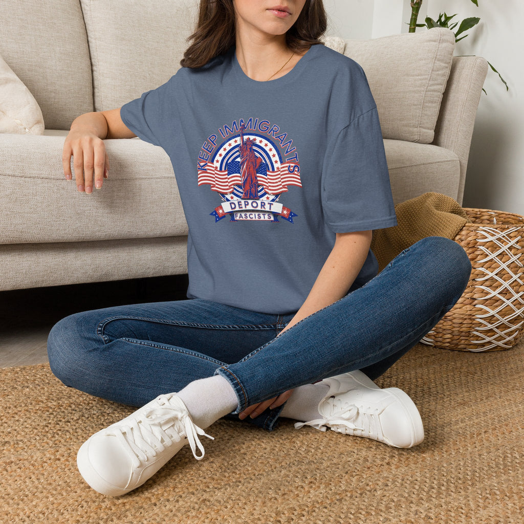 American Patriot - Keep Immigrants Deport Fascists Unisex T-Shirt - Celebrate Freedom & Diversity