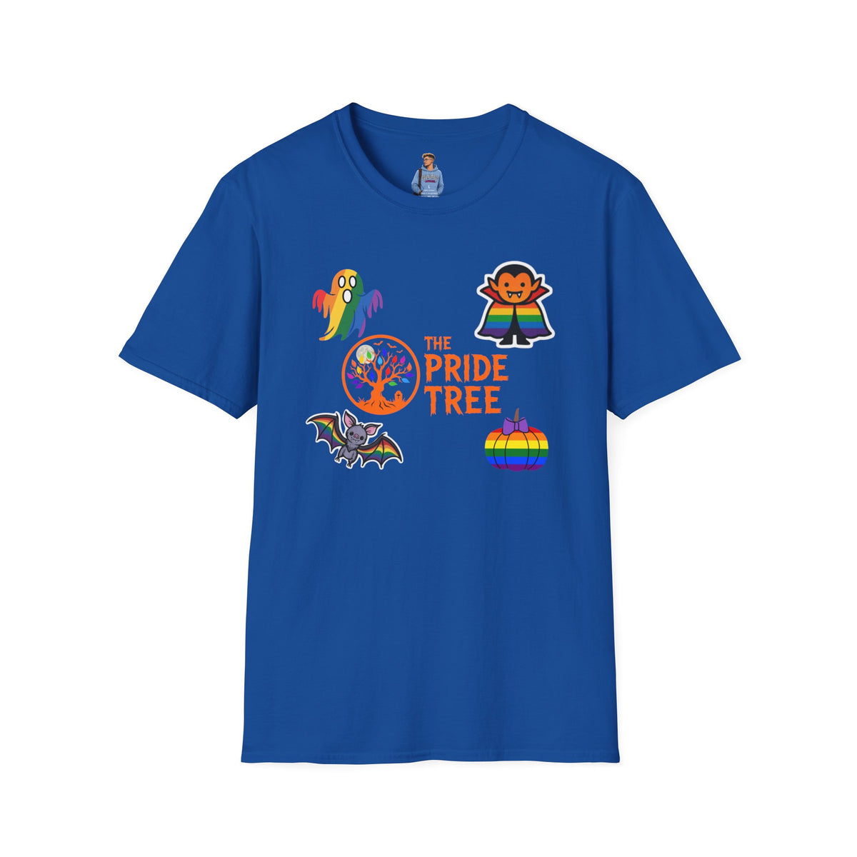 The Pride Tree Halloween T‑Shirt — Rainbow Ghosts, Pumpkins & Bat Graphic Tee