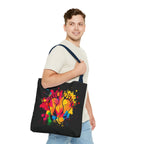 Rainbow Paint Splatter Footprints Tote Bag