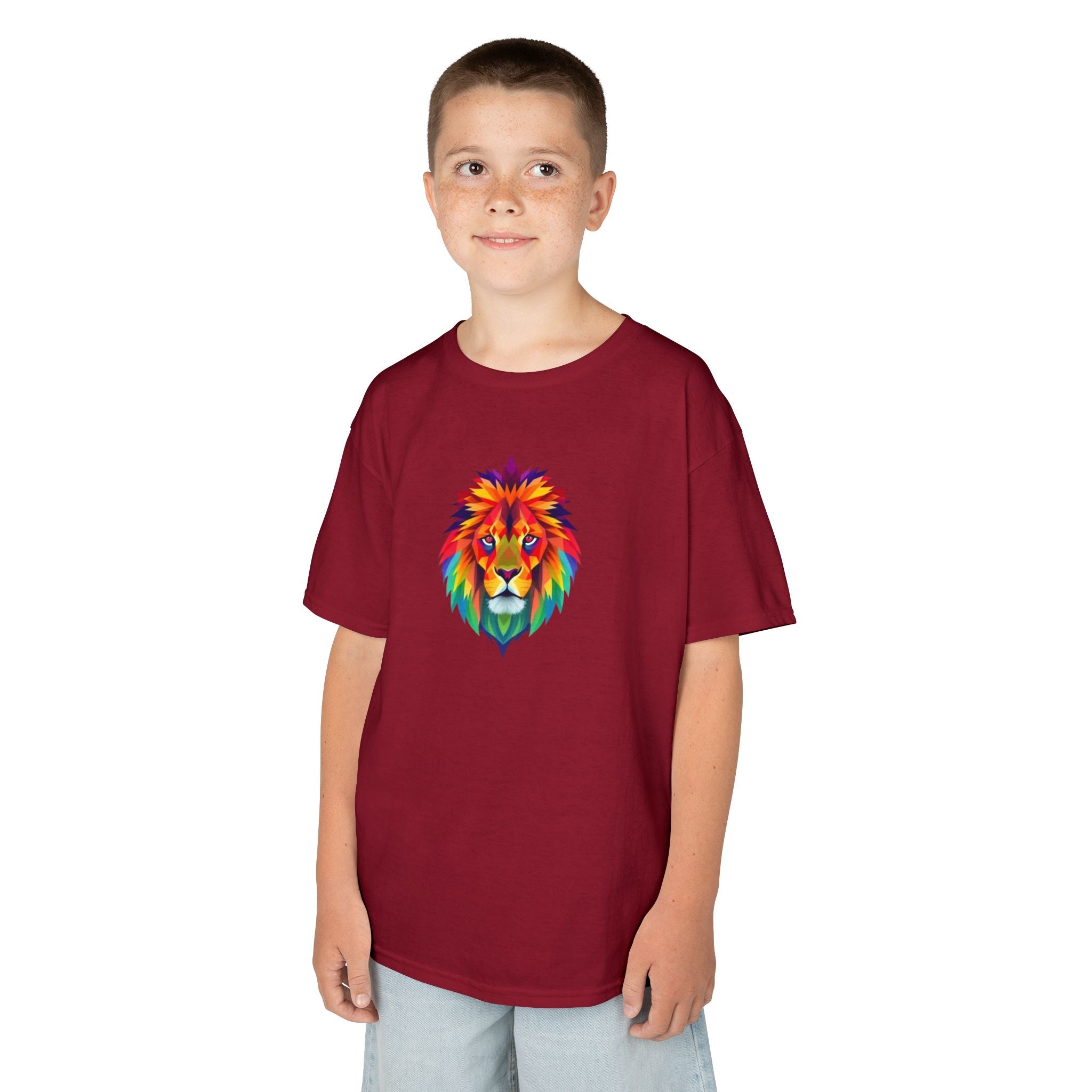 Colorful Fractal Lion Kids Heavy Cotton Tee
