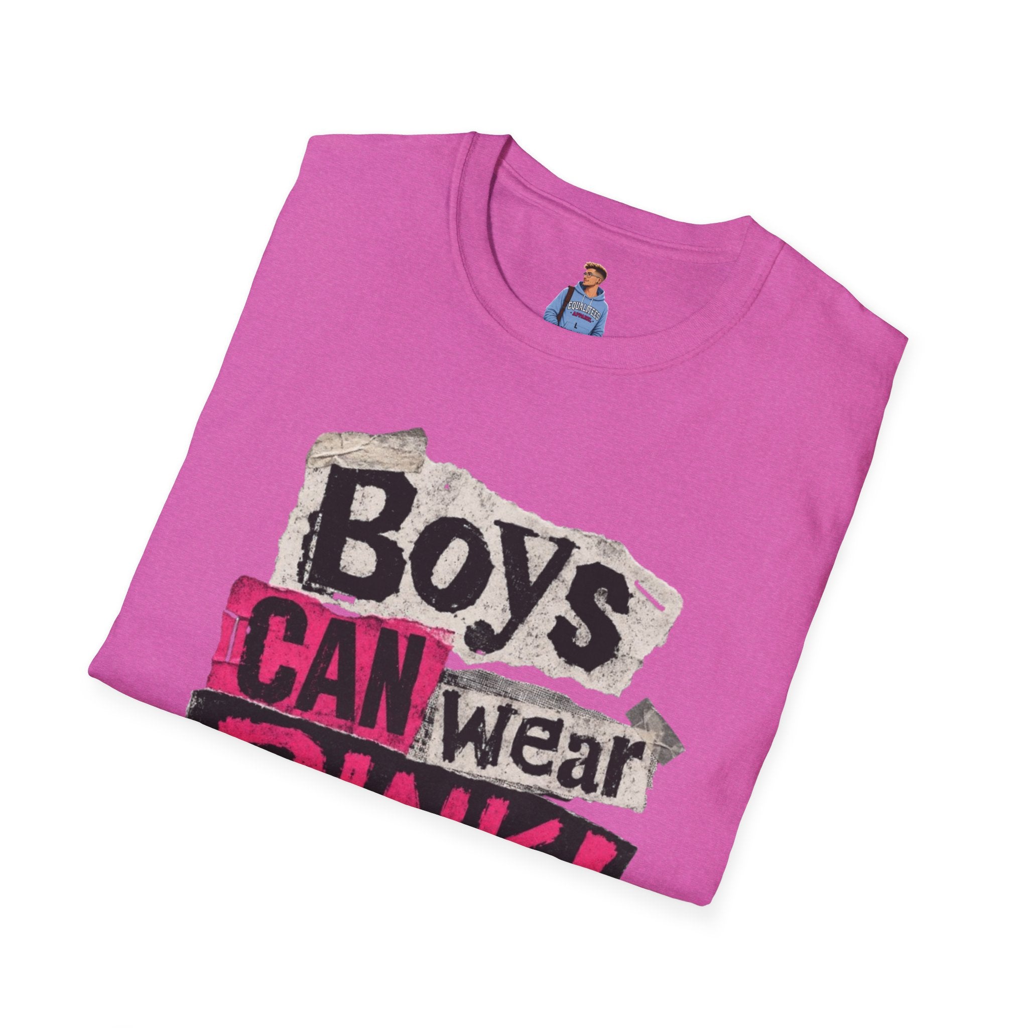 Boys Can Wear Pink T-Shirt — Bold Retro Feminist Graphic Tee