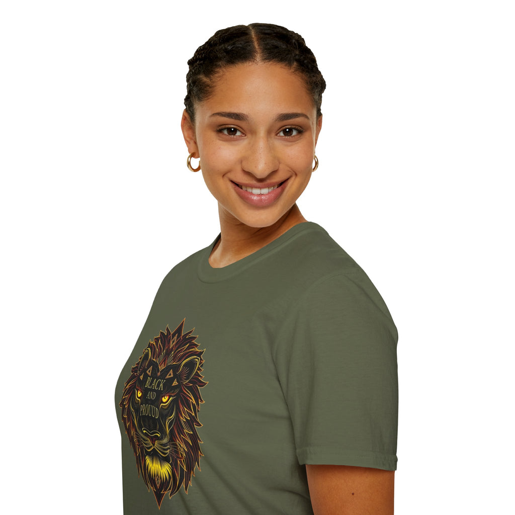 Black & Proud Lion Softstyle T-Shirt - Unisex Graphic Tee