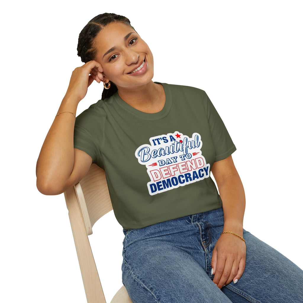 Defend Democracy Unisex Softstyle T-Shirt - Perfect for Activism and Everyday Wear