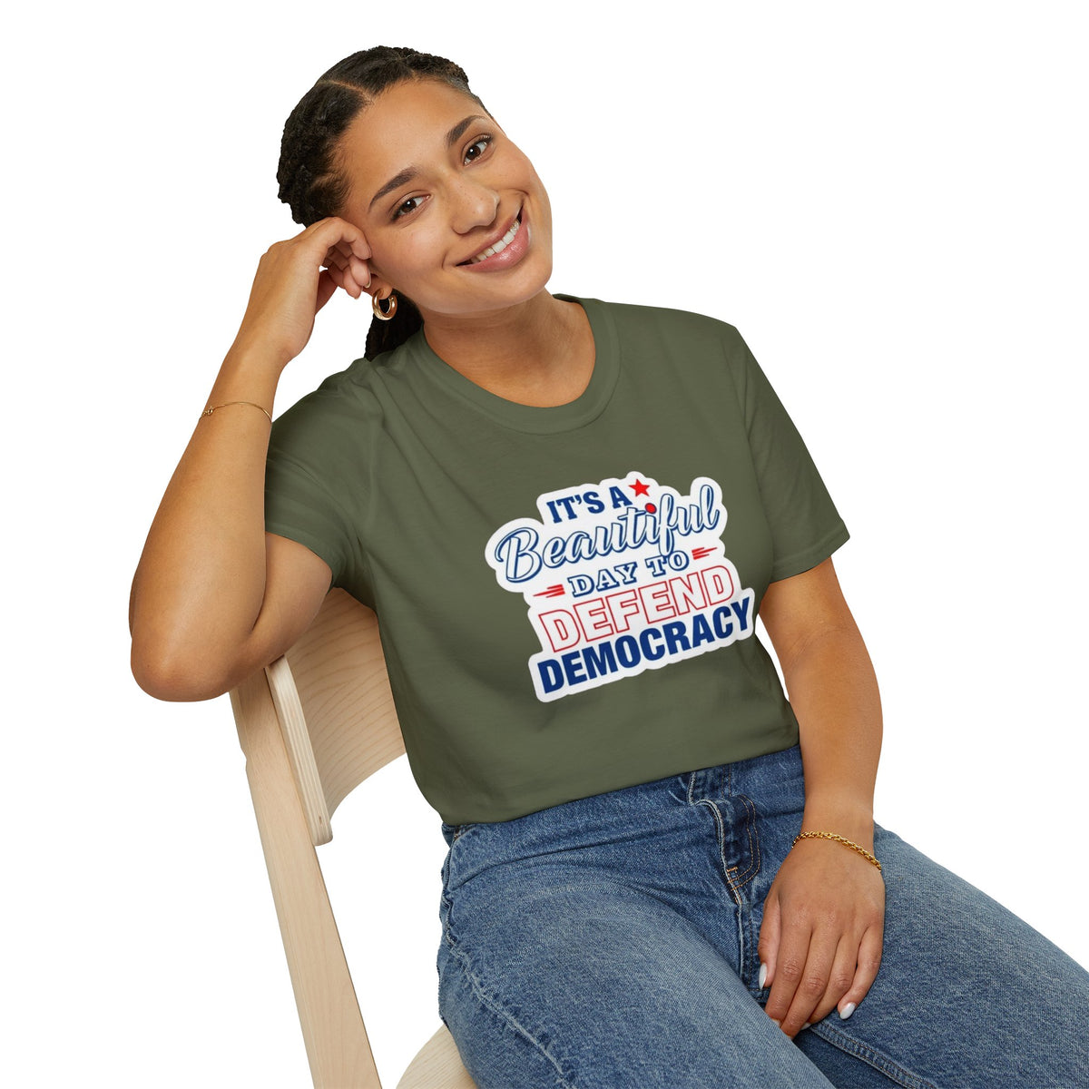 Defend Democracy Unisex Softstyle T-Shirt - Perfect for Activism and Everyday Wear