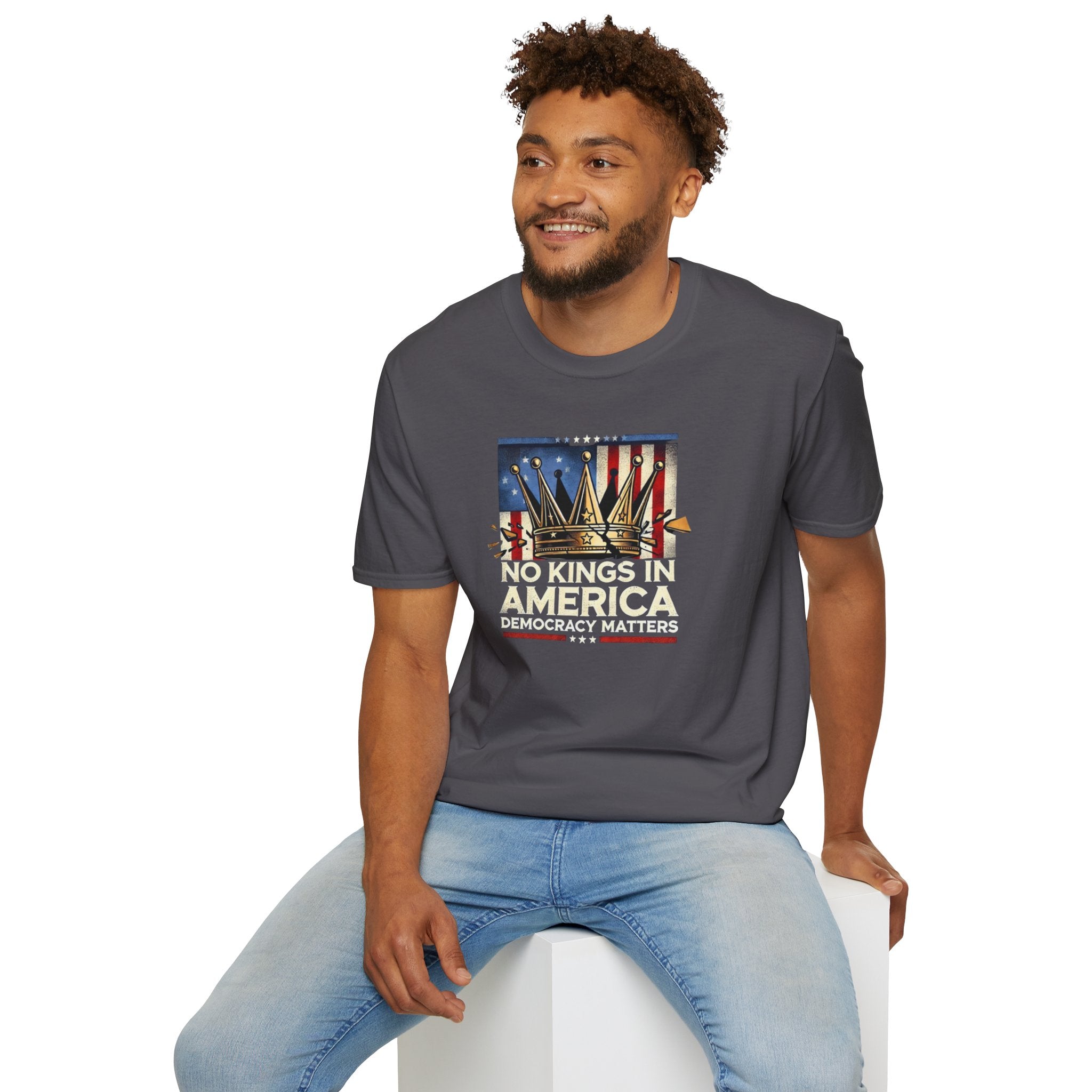 No Kings in America-Democracy Matters  Unisex Softstyle T-Shirt