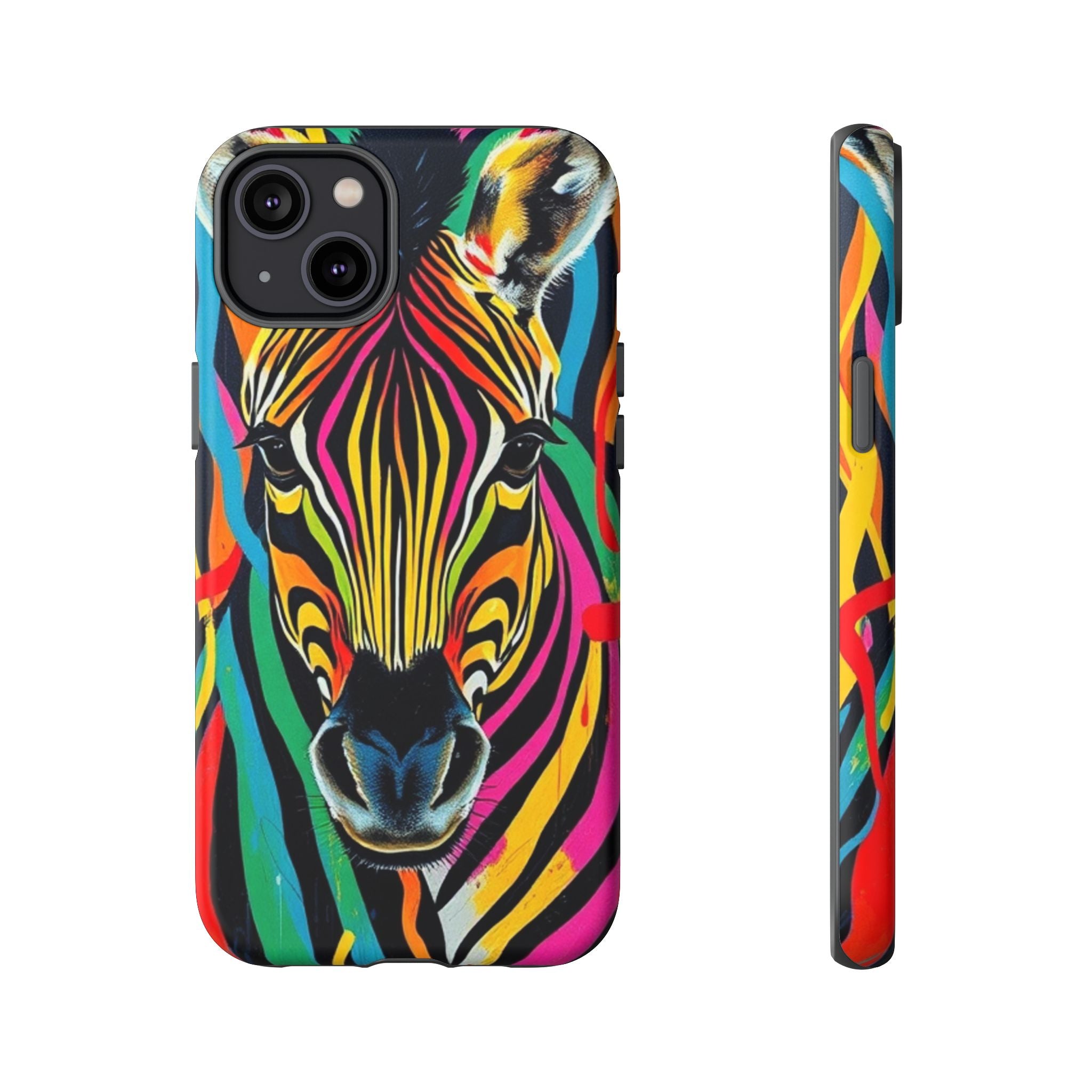 Android OR iPhone Compatible Cases - Rainbow Zebra Design - Unique Tough Cases