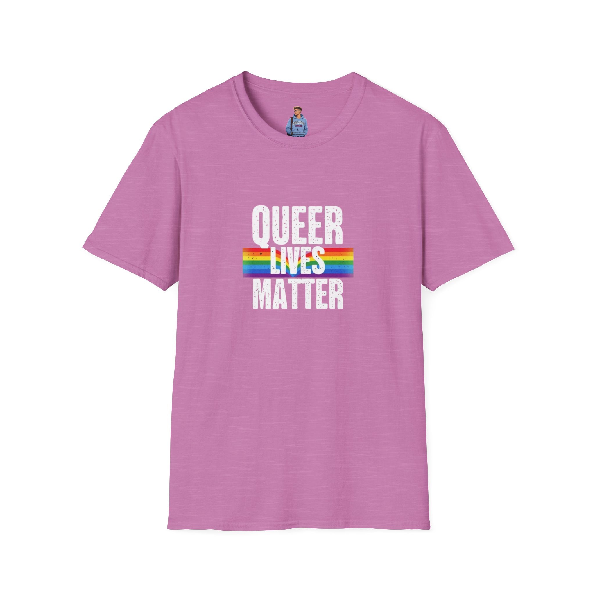Queer Lives Matter Unisex Softstyle T-Shirt - Support LGBTQ+ Rights
