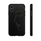 Android OR iPhone Compatible Cases - Gold Line Face Design - Unique Tough Cases