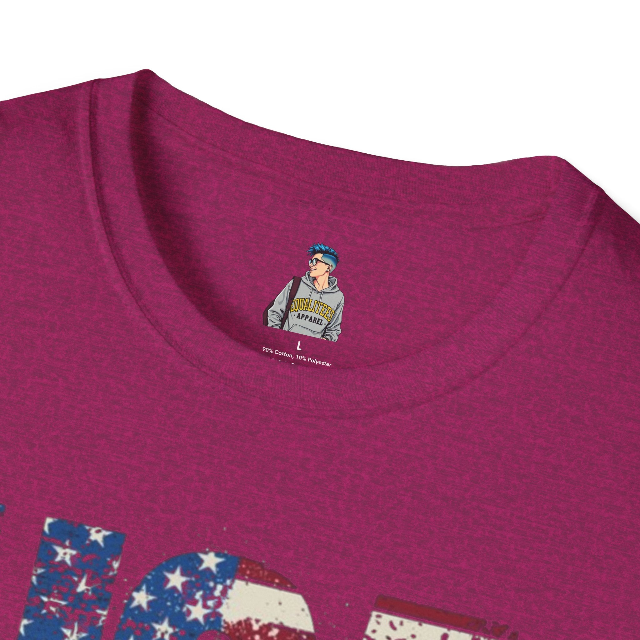 Patriotic Unisex Softstyle T-Shirt - "USA" & History Quote Design