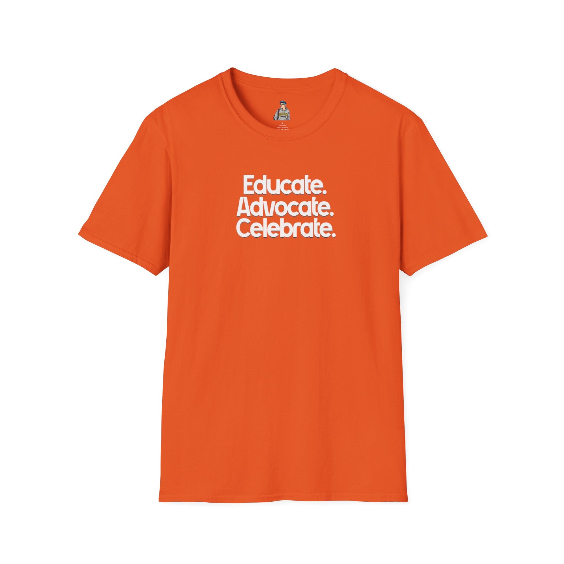 Educate. Advocate. Celebrate. Minimalist Pride T-Shirt