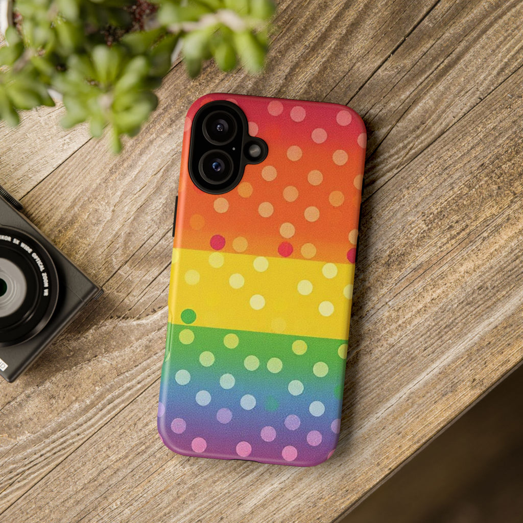 Rainbow Polka Dot Tough Phone Case for iPhone