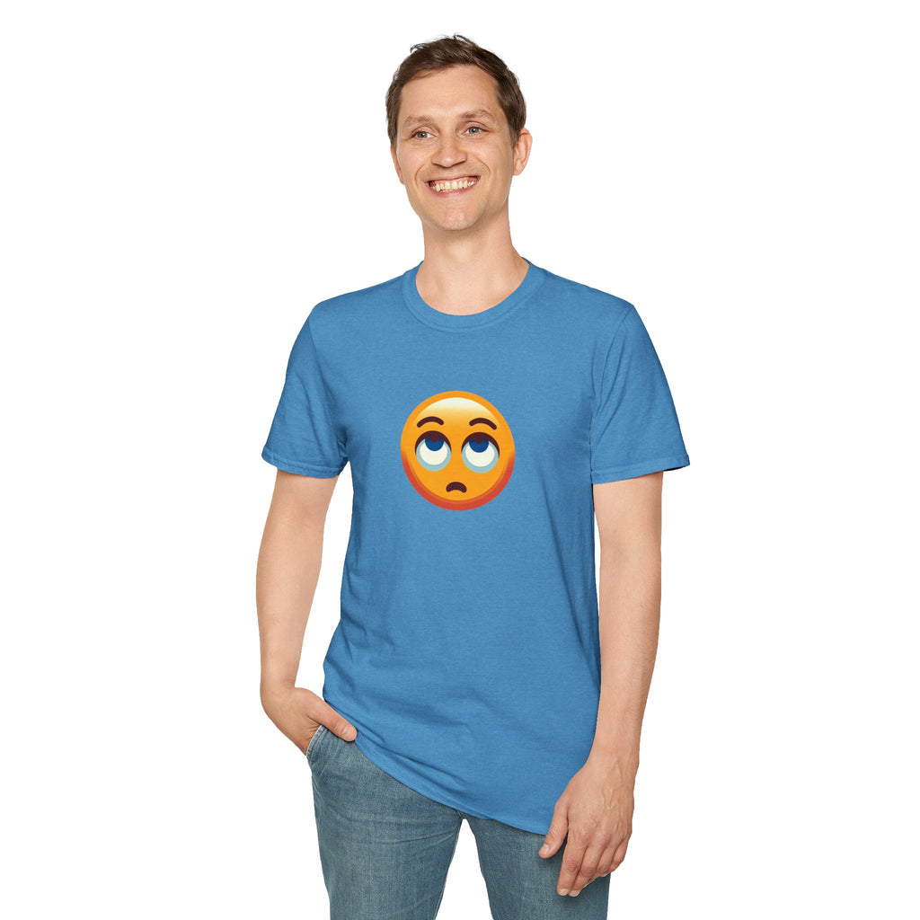 Unisex Softstyle T-Shirt with Eye Roll Emoji | Casual Graphic Tee for Everyday Humor
