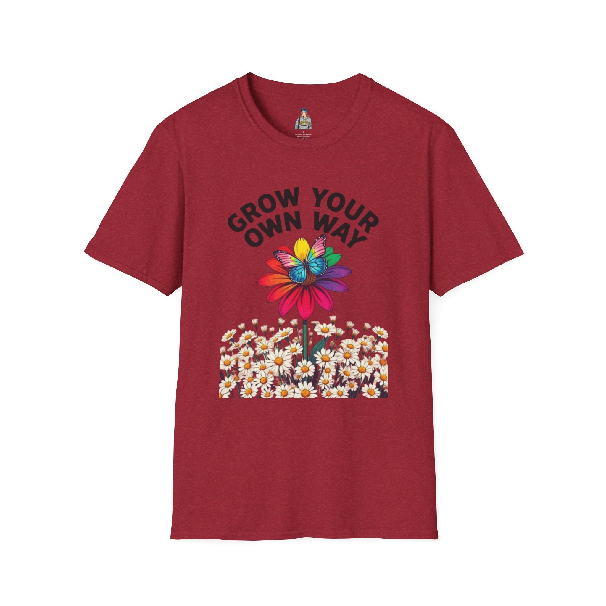 Unisex Softstyle T-Shirt - 'Grow Your Own Way' Floral Design for Queer Pride
