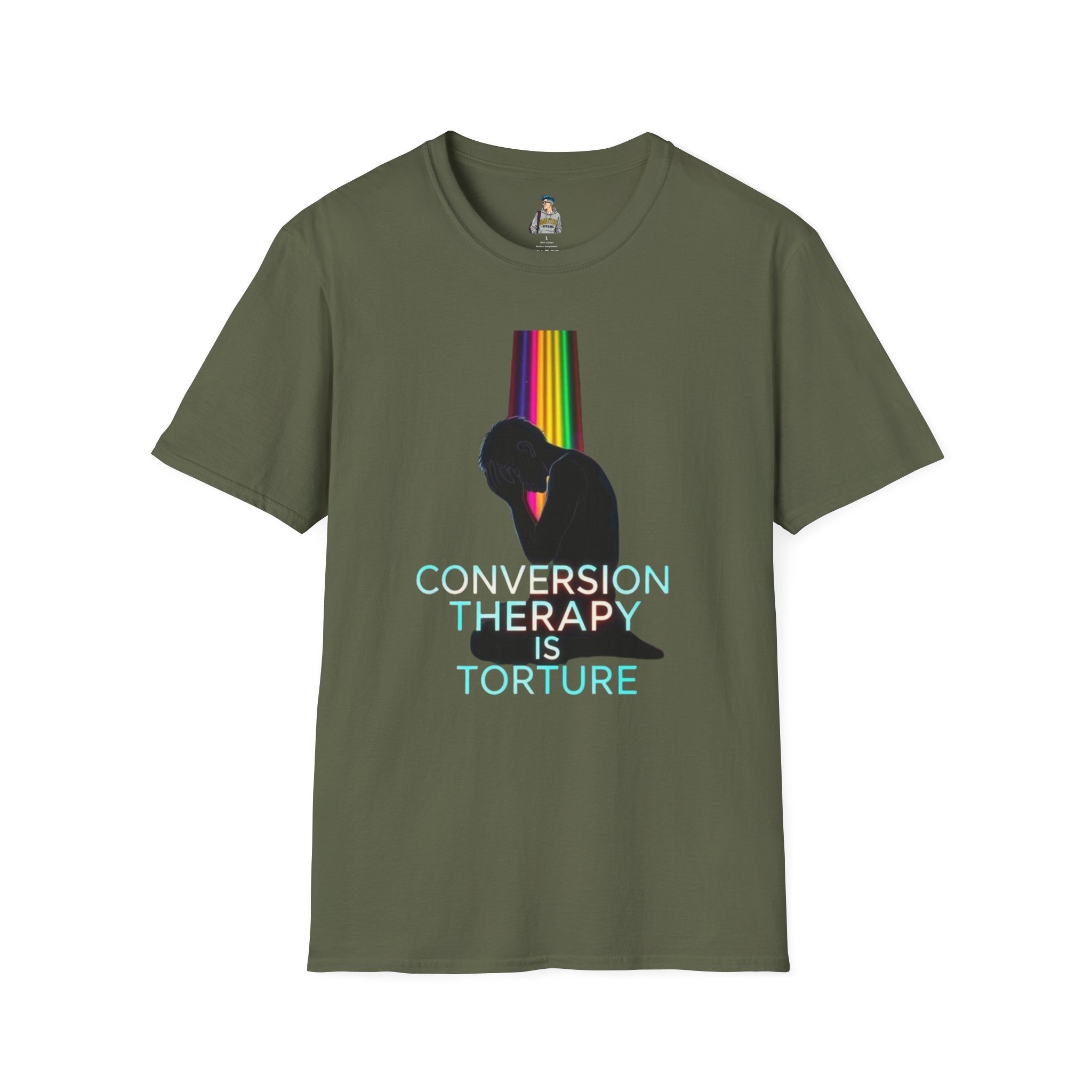 Unisex Softstyle T-Shirt: "Conversion Therapy is Torture" & "We All Belong" - LGBTQ+ Empowerment Tee