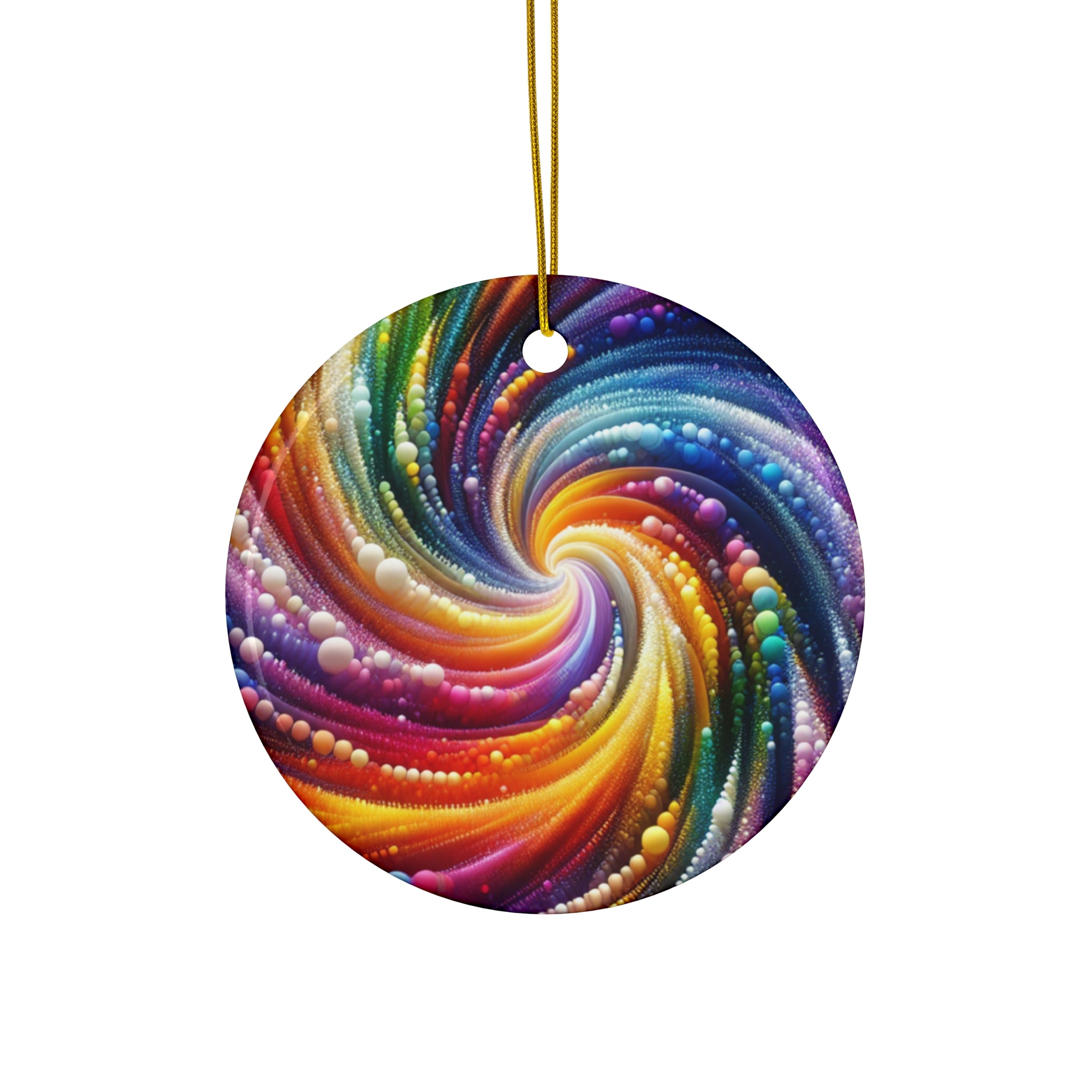 Vibrant Color Swirl Holiday Ceramic Ornaments - 4 Shapes for Festive Decor