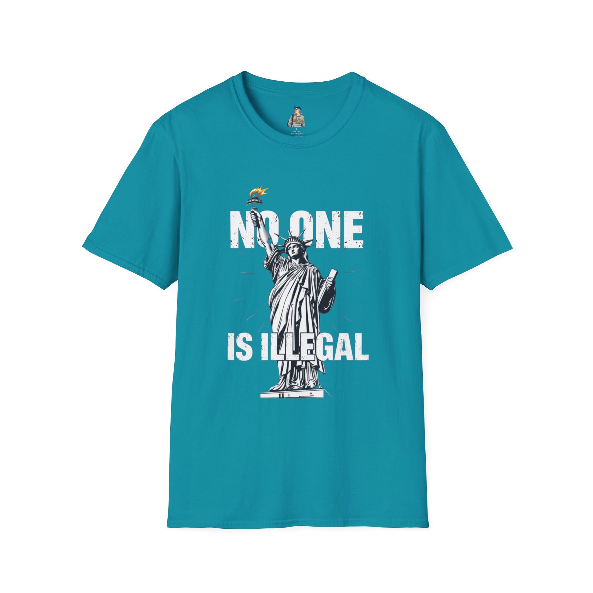 Unisex Softstyle T-Shirt - 'No One Is Illegal' Graphic Tee for Social Justice Advocates