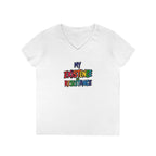 Empowering Ladies' V-Neck T-Shirt - 'My Existence is Resistance'