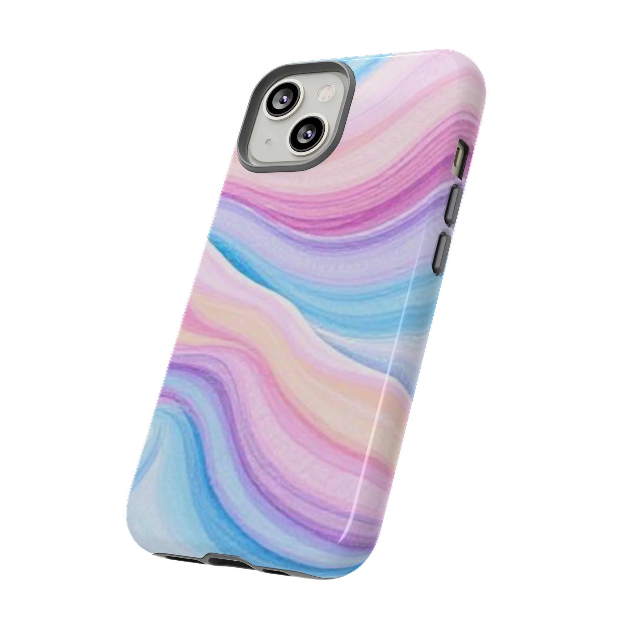 Pastel Marble Tough Phone Case iPhone — Swirled Pink & Blue Protective Cover